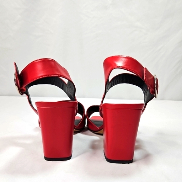 Via Spiga Red Leather Evelyne Block Sandals Size 9 - Picture 4 of 6